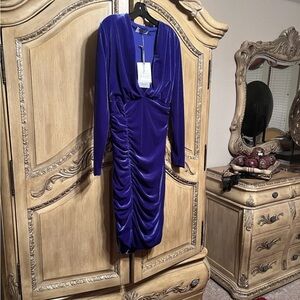 Elegant Purple Ruched Dress